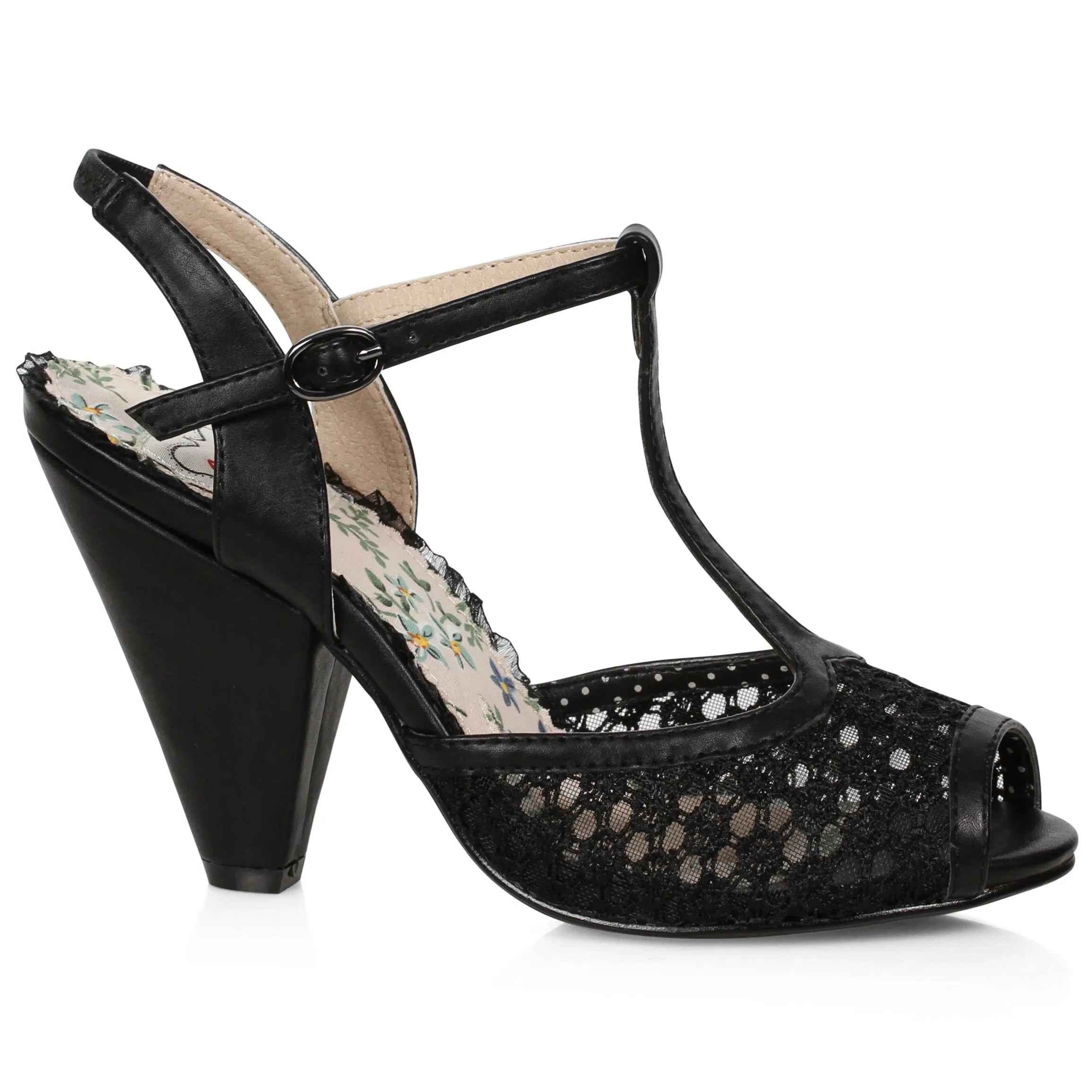 4 T-Strap Peep Toe Shoe With Lace
