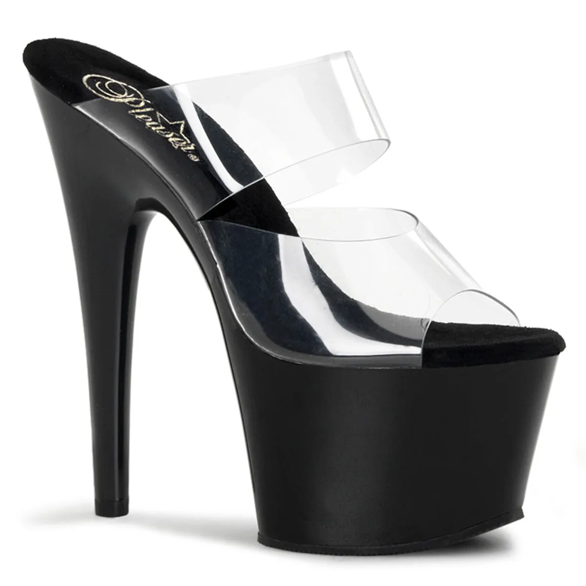 ADORE-702 Pleaser Clear/Black Sexy Platform Shoes (Pole Dancing Heels)