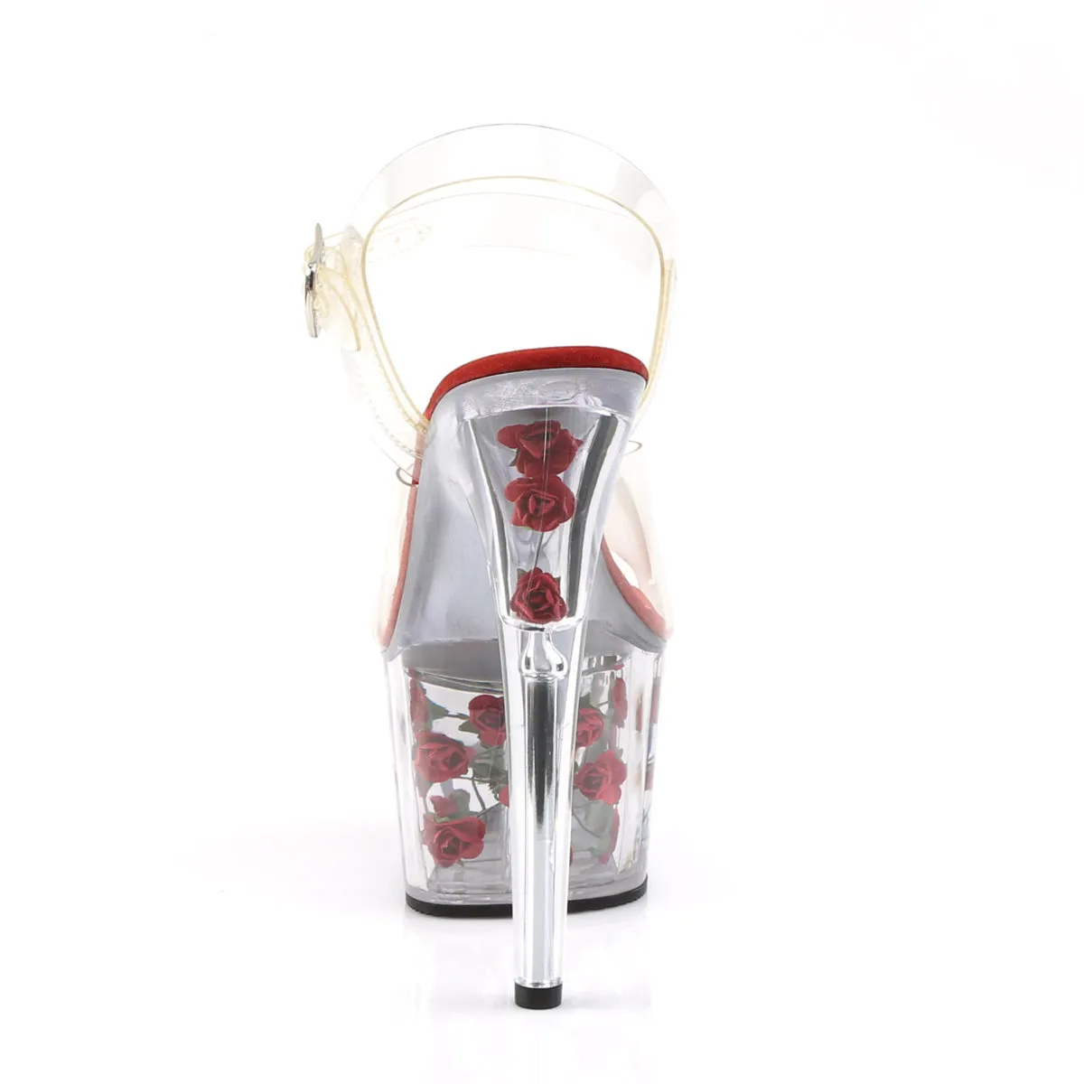 ADORE-708FL Pleaser Clear/Red Flowe Sexy Platform Shoes (Pole Dancing Heels)