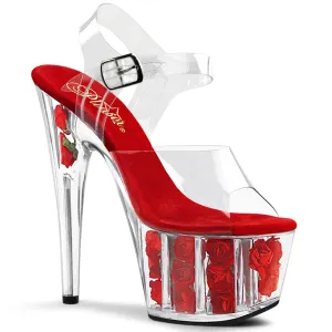 ADORE-708FL Pleaser Clear/Red Flowe Sexy Platform Shoes (Pole Dancing Heels)