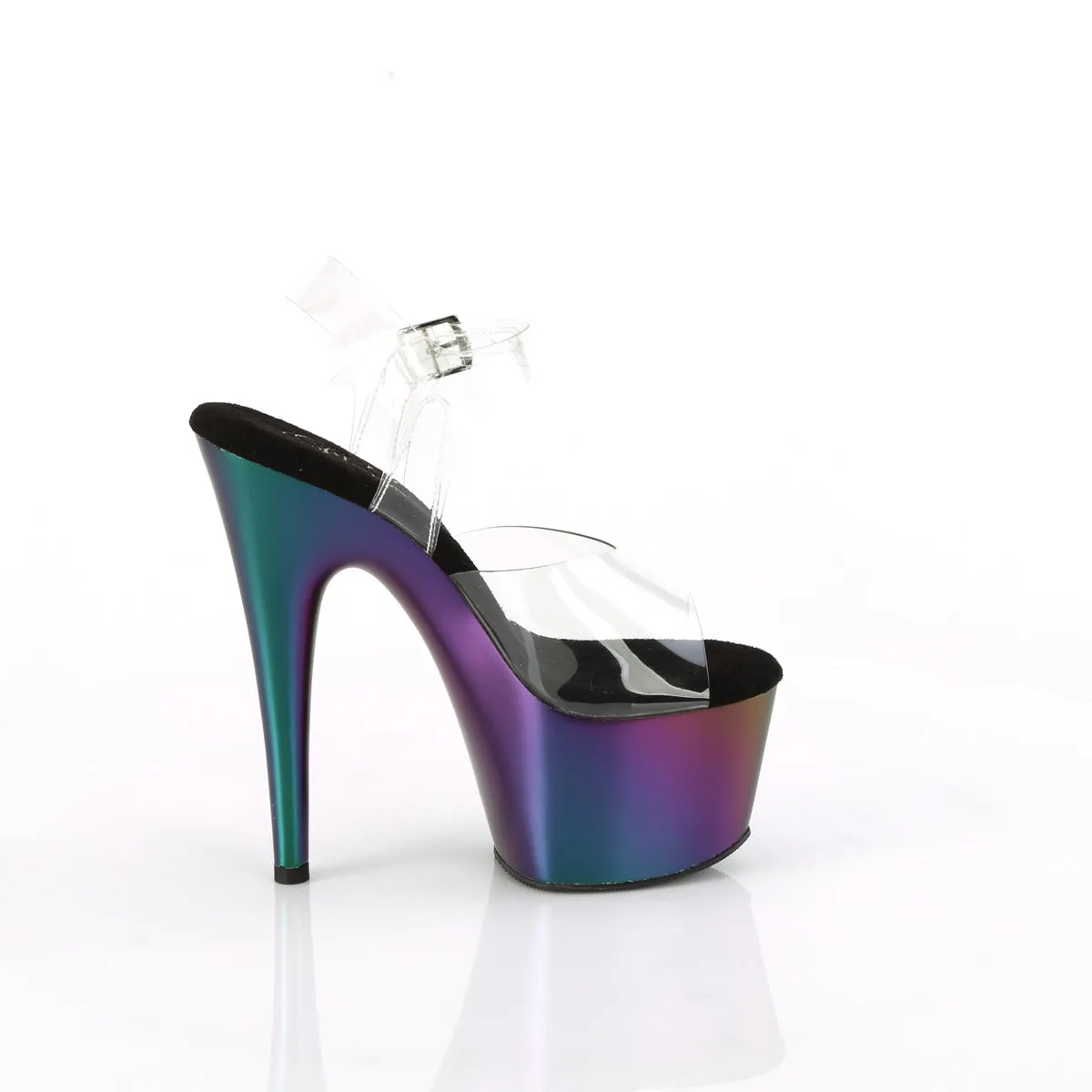 ADORE-708MCH Pleaser Clear/Purple-Green Matte Chrome Sexy Platform Shoes (Pole Dancing Heels)