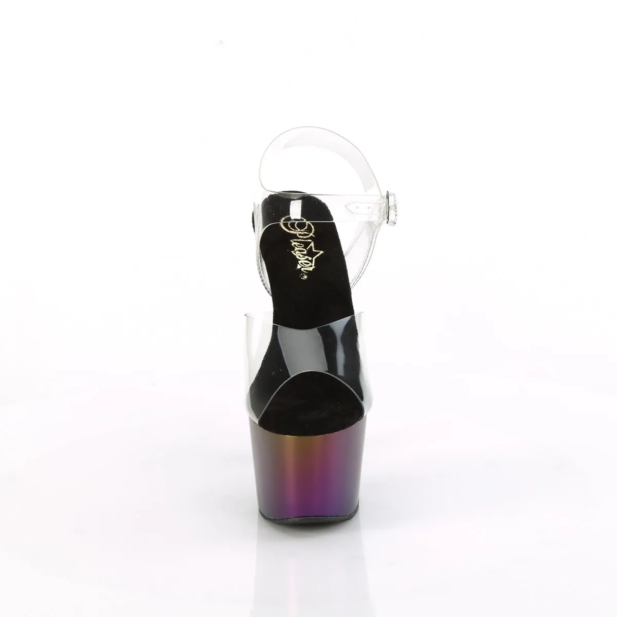 ADORE-708MCH Pleaser Clear/Purple-Green Matte Chrome Sexy Platform Shoes (Pole Dancing Heels)