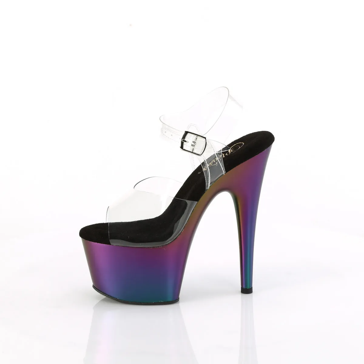 ADORE-708MCH Pleaser Clear/Purple-Green Matte Chrome Sexy Platform Shoes (Pole Dancing Heels)