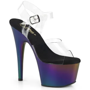 ADORE-708MCH Pleaser Clear/Purple-Green Matte Chrome Sexy Platform Shoes (Pole Dancing Heels)