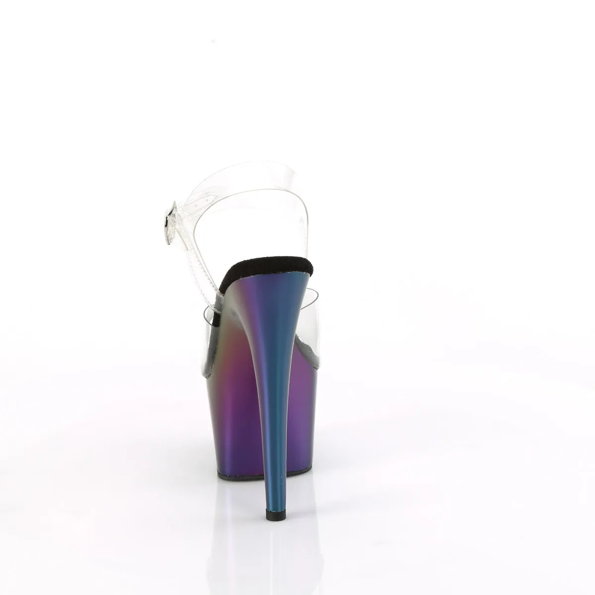 ADORE-708MCH Pleaser Clear/Purple-Green Matte Chrome Sexy Platform Shoes (Pole Dancing Heels)