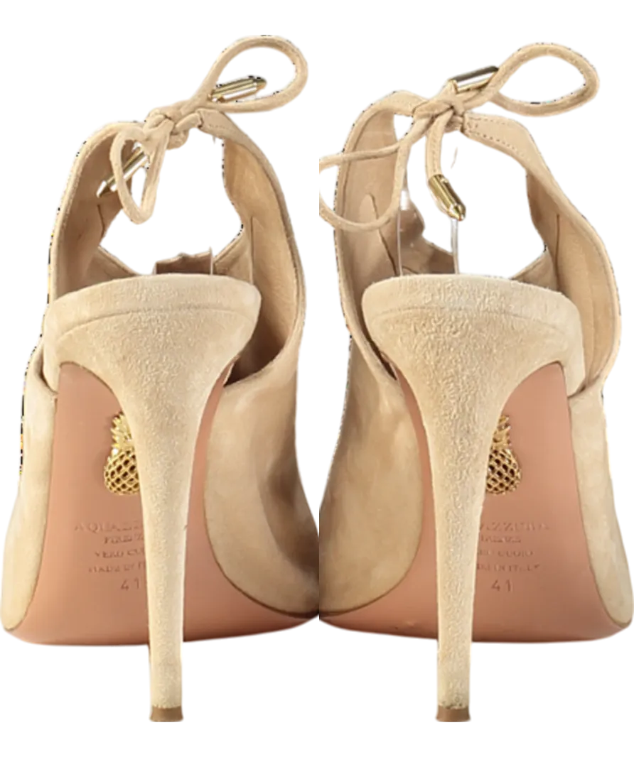 Aquazzura Ami Peep-toe High Heel Sandals In Beige Suede UK 8 EU 41 