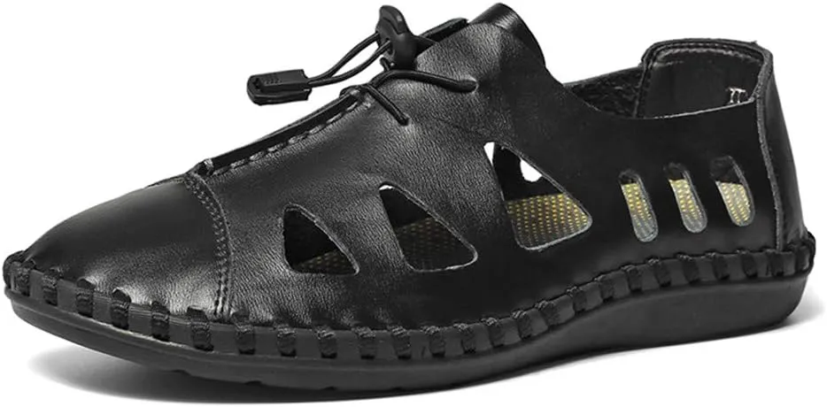 Asifn Men's Hiking Leather Sandals Male Summer Fisherman Hollow Breathable Water Shoes