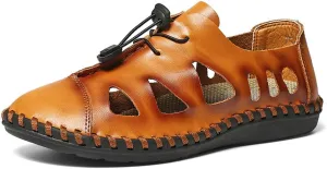 Asifn Men's Hiking Leather Sandals Male Summer Fisherman Hollow Breathable Water Shoes