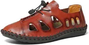 Asifn Men's Hiking Leather Sandals Male Summer Fisherman Hollow Breathable Water Shoes