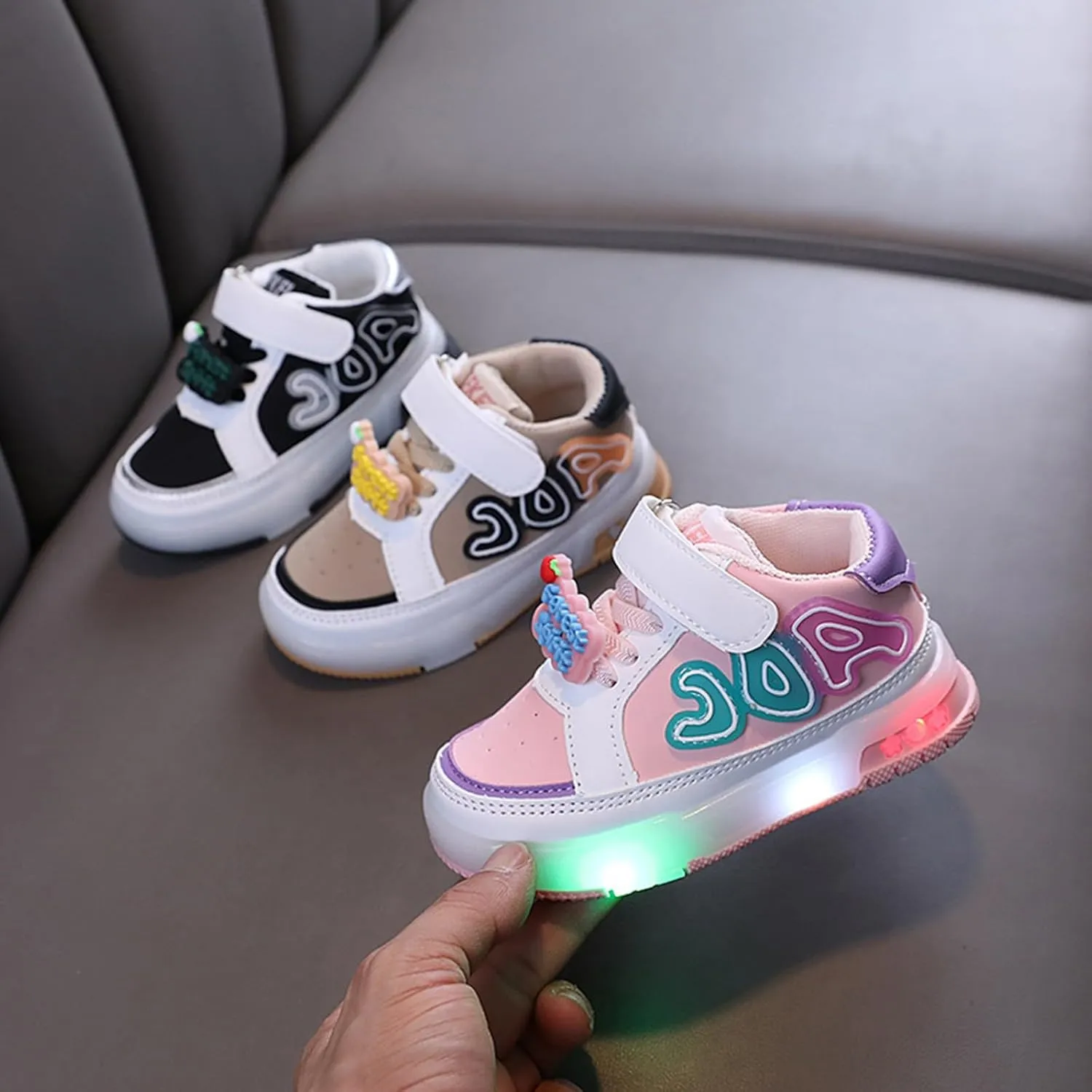 Baby Girls Boys Light Up Sneakers Summer Spring Breathable Mesh Sports Workout Chunky Heel for Unisex Shoes Size Kids