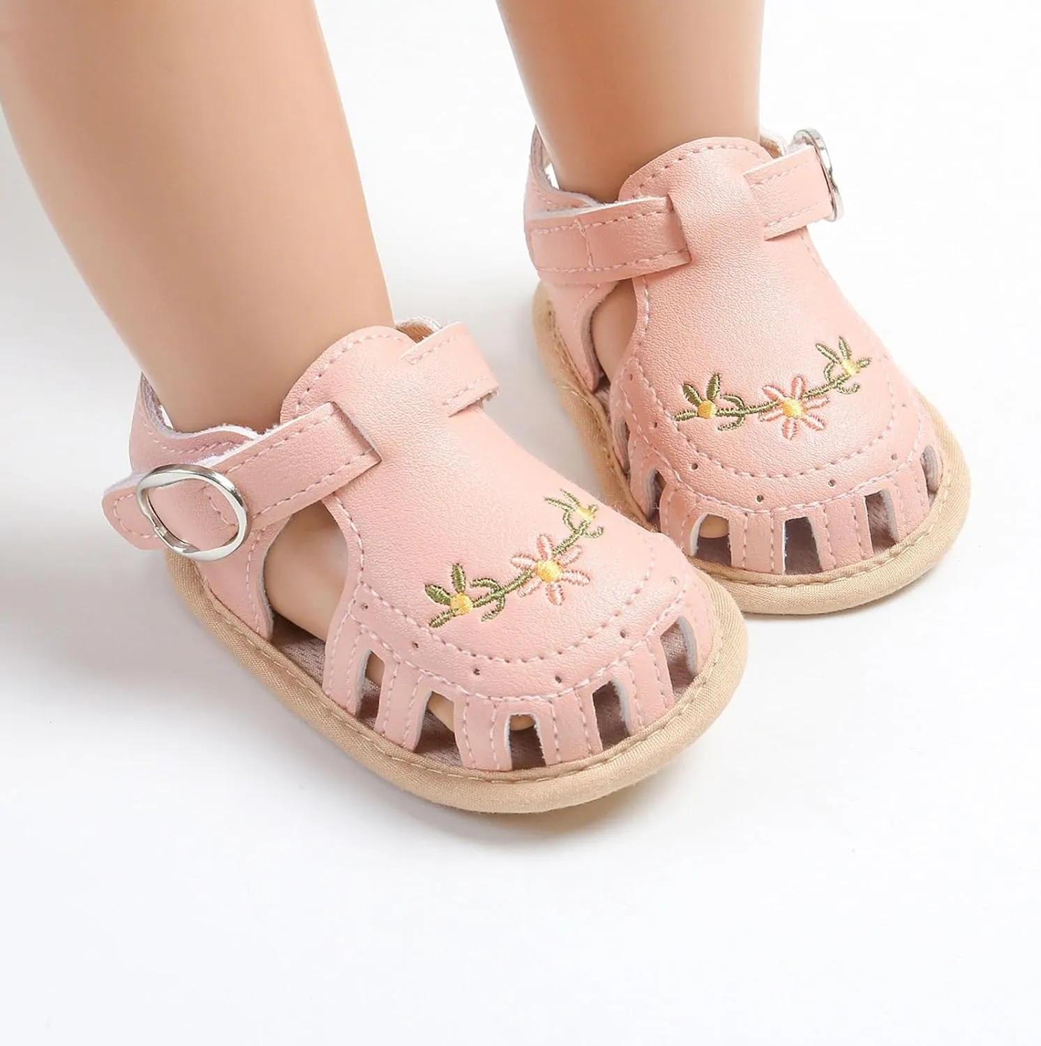 Baby Girls Sandals Summer Flower Flat Shoes Cute Soft Sole Non-Slip Sandals Infant Toddler First Walkers Princess Dress Shoes