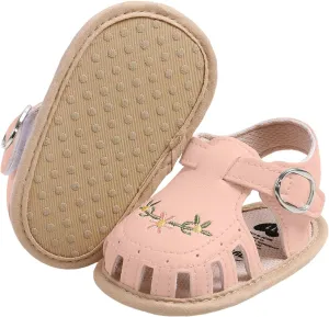 Baby Girls Sandals Summer Flower Flat Shoes Cute Soft Sole Non-Slip Sandals Infant Toddler First Walkers Princess Dress Shoes