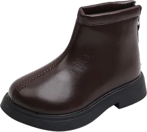 Baby Girls Side Zipper Ankle Boots Thick Sole Non Slip Plush Warm Boots Fuzzy Boots Water Proof Boots Toddler Shoes
