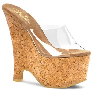 BEAU-601 Pleaser Clear/Tan Sexy Platform Shoes (Pole Dancing Heels)