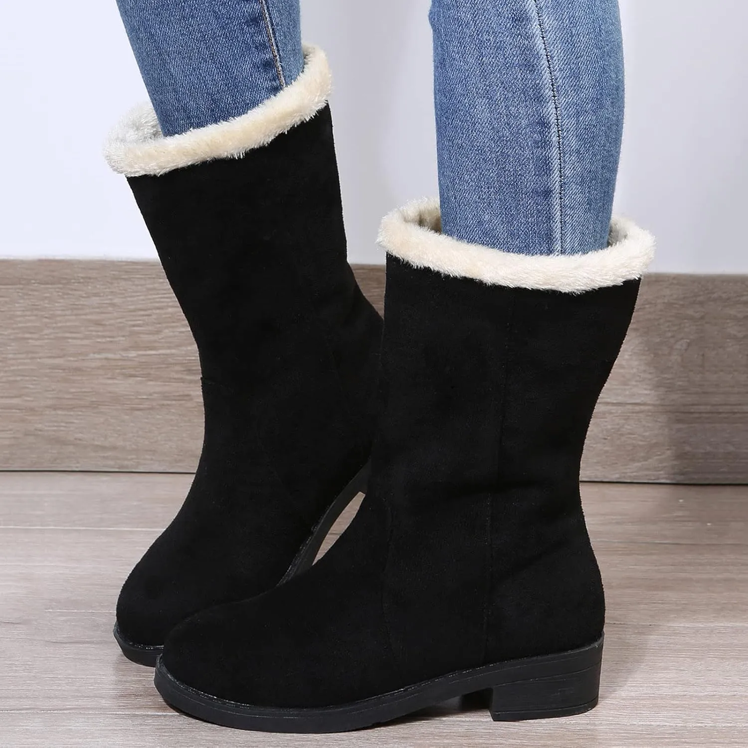 Black Snow Boots for Women Waterproof Women's Composite Toe Waterproof Work Boots Woman Winter Boots Wide Outdoor Boots Women 9.5 Womens Winter Ankle Boot