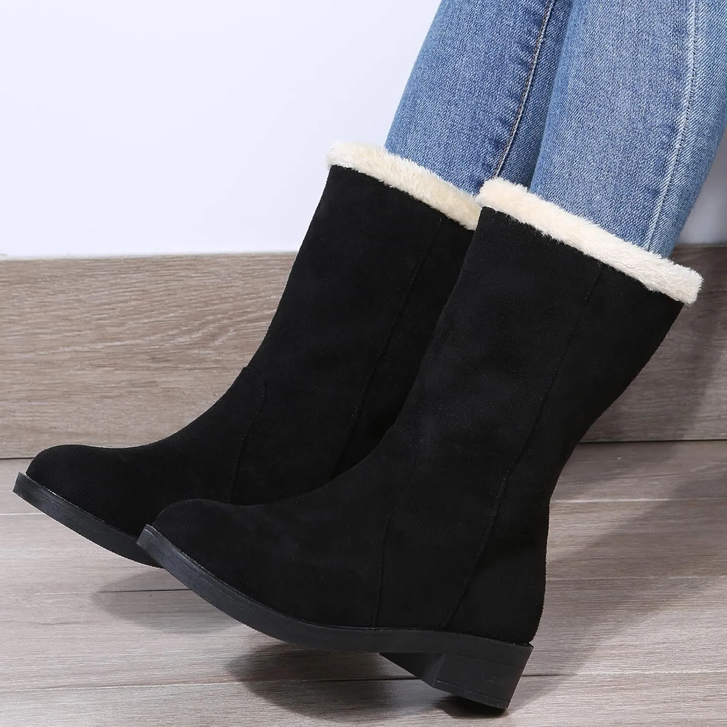 Black Snow Boots for Women Waterproof Women's Composite Toe Waterproof Work Boots Woman Winter Boots Wide Outdoor Boots Women 9.5 Womens Winter Ankle Boot