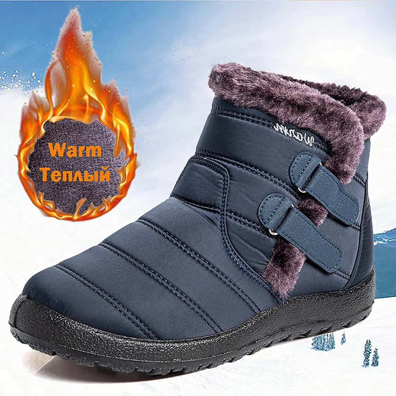 Black Winter Boots for Women Short Non Slip Winter Boots for Women Waterproof Snow Boots Winter Waterproof Slip Resistant Waterproof Work Boots for Women Winter Dress Boot for Women 2023