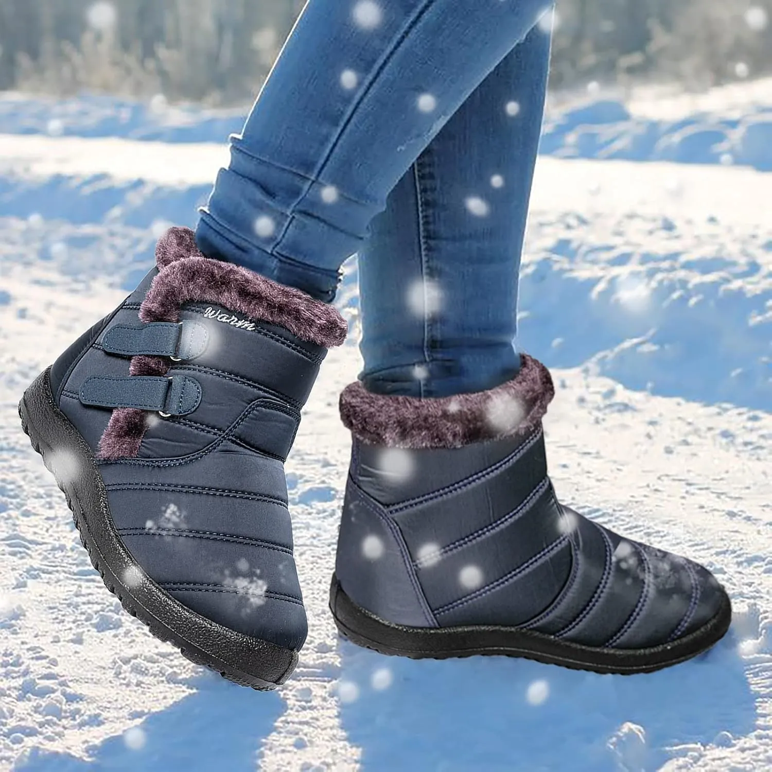 Black Winter Boots for Women Short Non Slip Winter Boots for Women Waterproof Snow Boots Winter Waterproof Slip Resistant Waterproof Work Boots for Women Winter Dress Boot for Women 2023