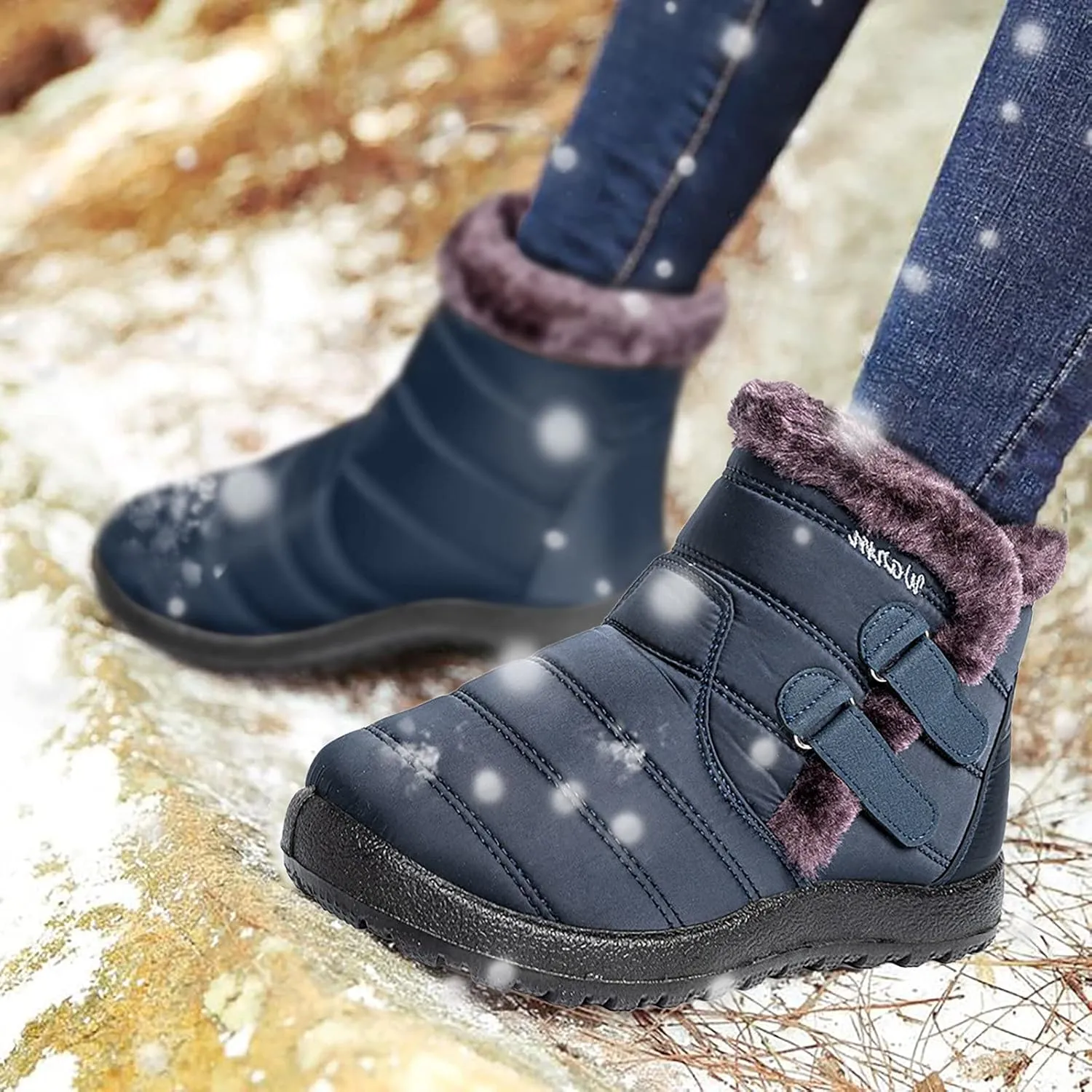 Black Winter Boots for Women Short Non Slip Winter Boots for Women Waterproof Snow Boots Winter Waterproof Slip Resistant Waterproof Work Boots for Women Winter Dress Boot for Women 2023