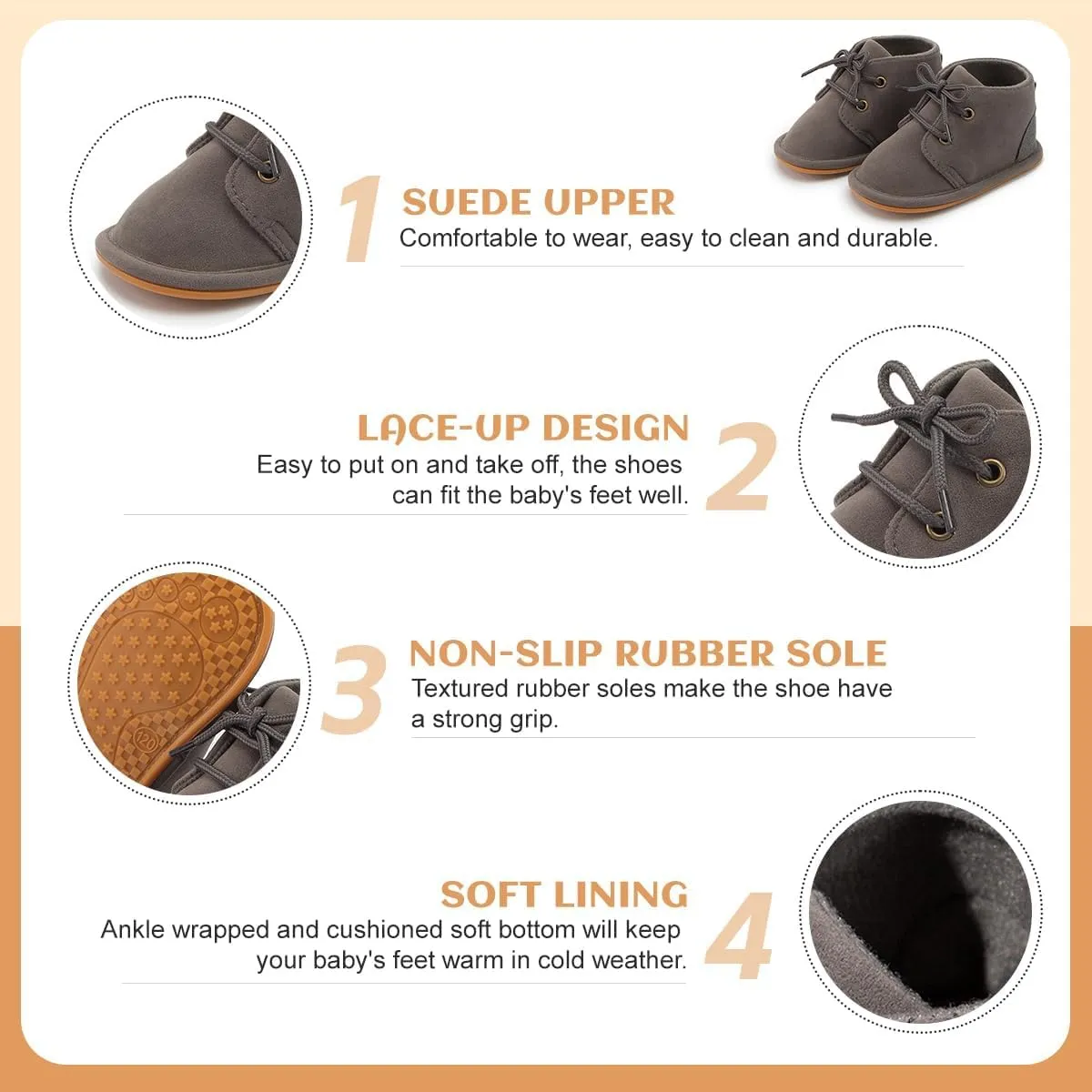 Casazoe Infant Baby Boys Girls Oxford Shoes PU Leather Wedding Loafers Brogue Toddler Baptism Dress Shoes First Steps Walking Flat Lazy Crib Shoe