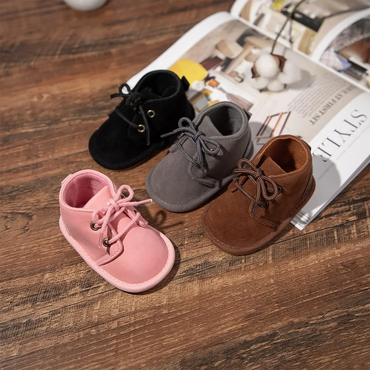 Casazoe Infant Baby Boys Girls Oxford Shoes PU Leather Wedding Loafers Brogue Toddler Baptism Dress Shoes First Steps Walking Flat Lazy Crib Shoe