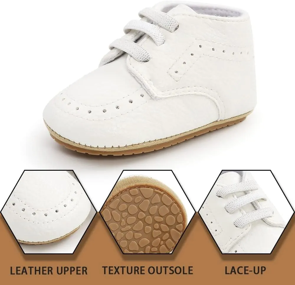 Casazoe Infant Baby Boys Girls Oxford Shoes PU Leather Wedding Loafers Brogue Toddler Baptism Dress Shoes First Steps Walking Flat Lazy Crib Shoe
