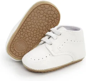 Casazoe Infant Baby Boys Girls Oxford Shoes PU Leather Wedding Loafers Brogue Toddler Baptism Dress Shoes First Steps Walking Flat Lazy Crib Shoe