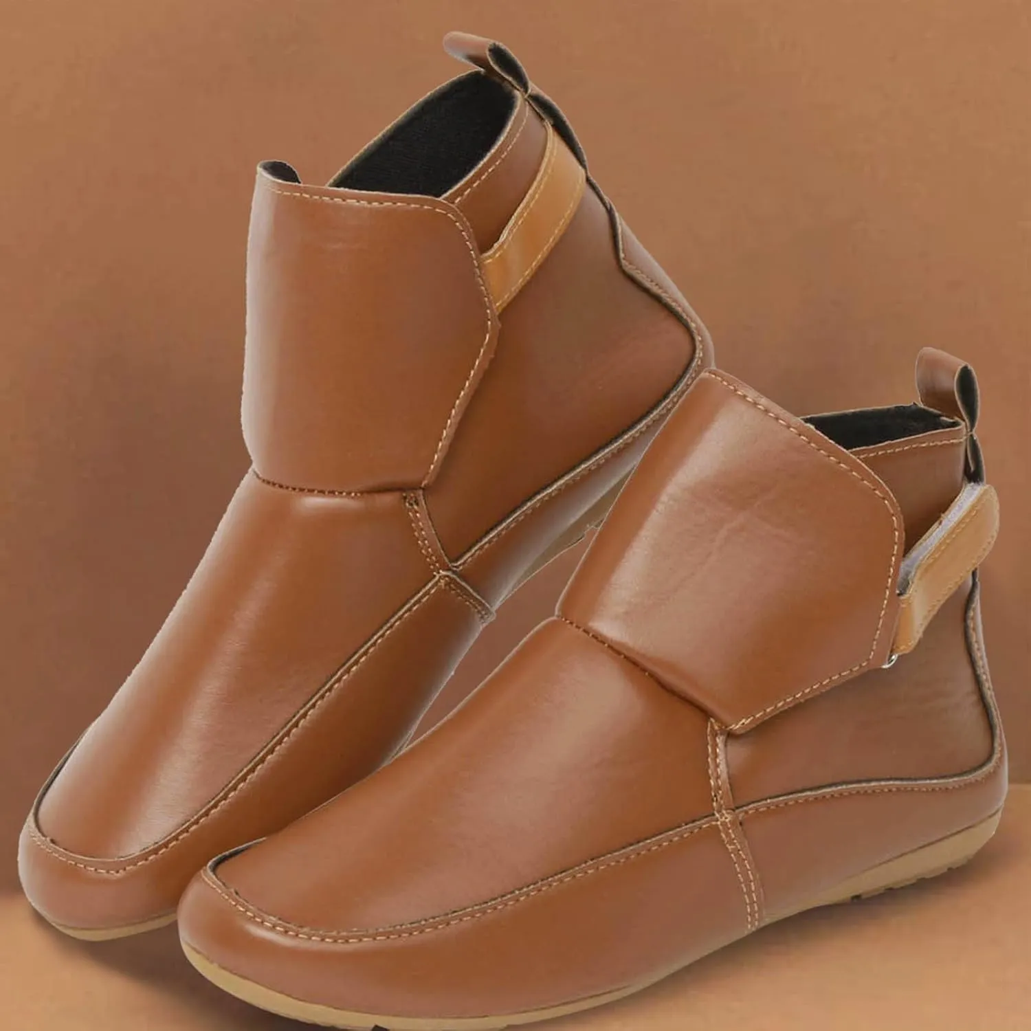 Cathalem Boots for Women,Arch Support Booties Side Zip-up Vintage Leather Damping Shoes Flat Heel Booties