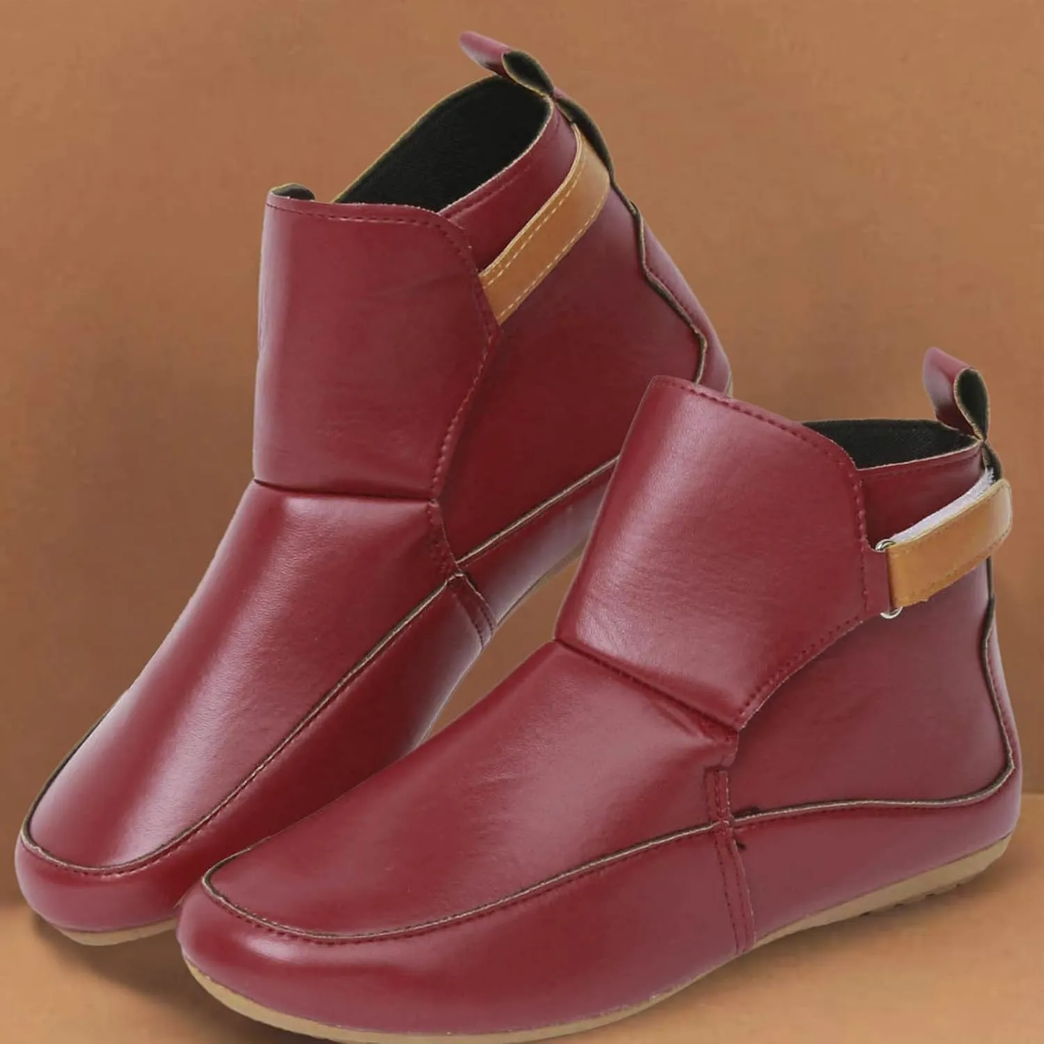 Cathalem Womens Ankle Boots, 2024 New Arch Support Booties Side Zip-up Vintage Leather Damping Shoes Flat Heel Booties
