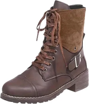 Combat Boots WomensFall Boots 2024, Ankle Boots with Side Zipper, Waterproof Winter Boots Outdoor Booties Shoes