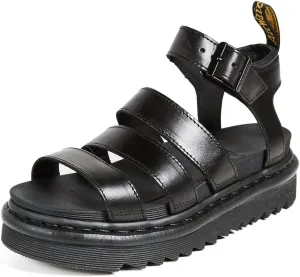 Dr. Martens Women's Blaire Fisherman Sandal, Black Brando Leather,