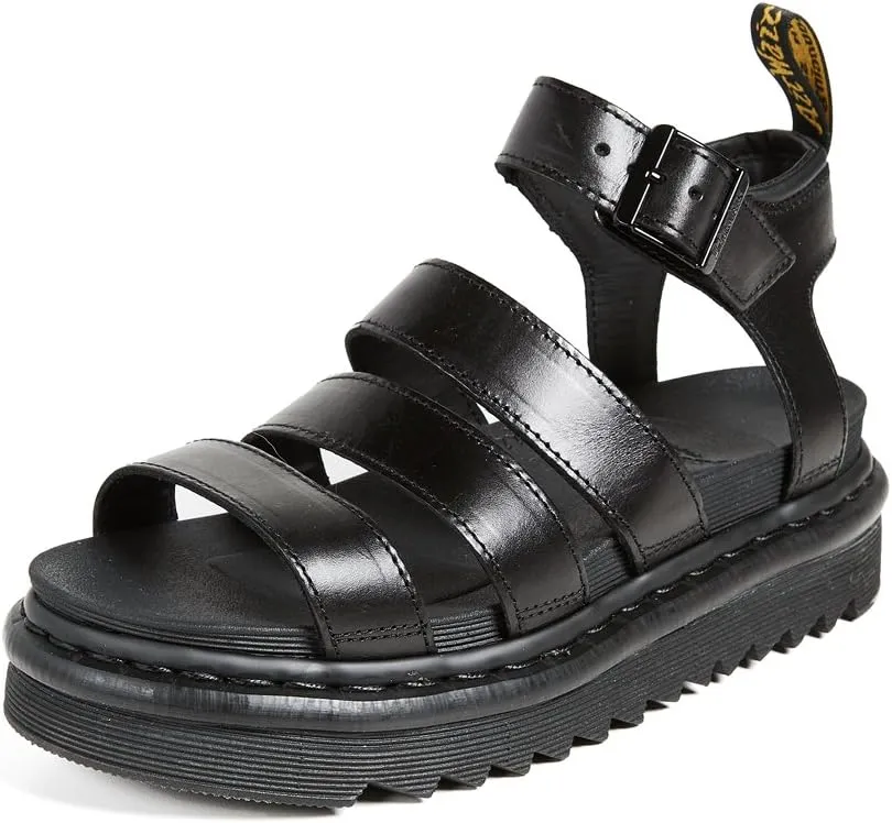 Dr. Martens Women's Blaire Fisherman Sandal, Black Brando Leather,