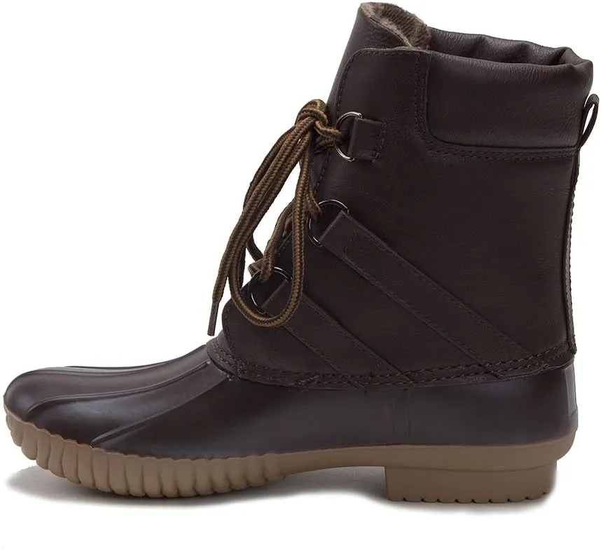 Dylan68 Women's Lace Up Two Tone Combat Style Calf Rain Duck Boots
