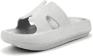H-starp Cloud Cushion Slides for Women,Womens Platform Comfortable Memory Foam Arch Support Recovery Sandals,Waterproof EVA Cushioned Pillow Slippers for Beach Shower Bathroom Pool