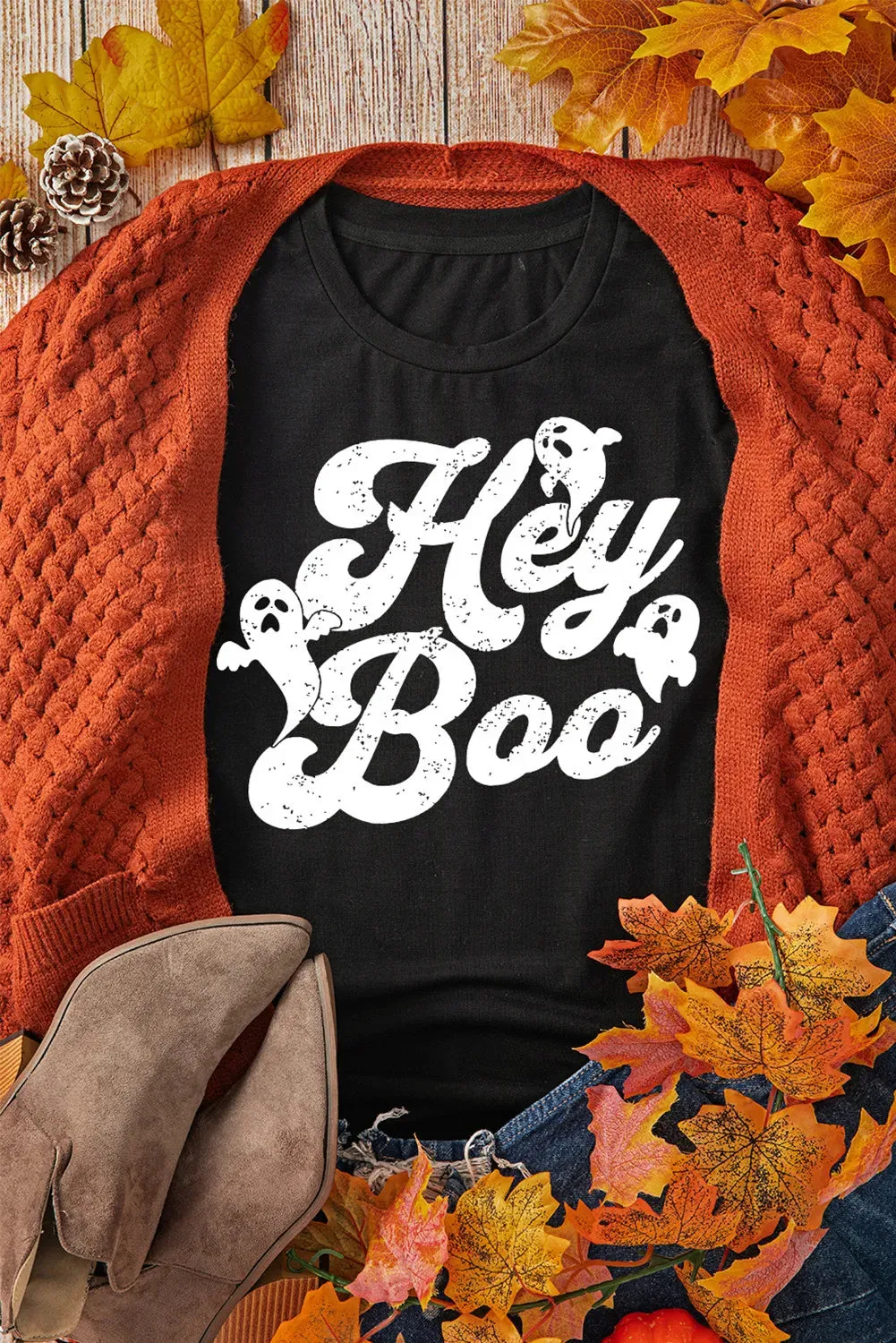Hey Boo Graphic T-Shirt - Black