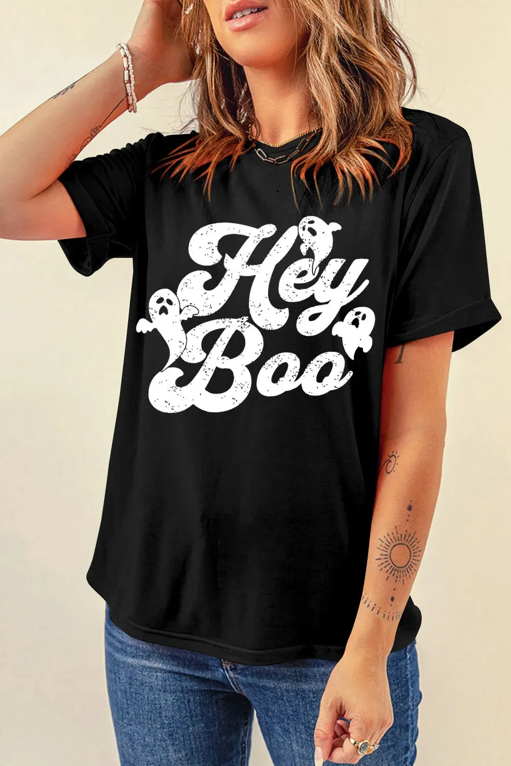 Hey Boo Graphic T-Shirt - Black
