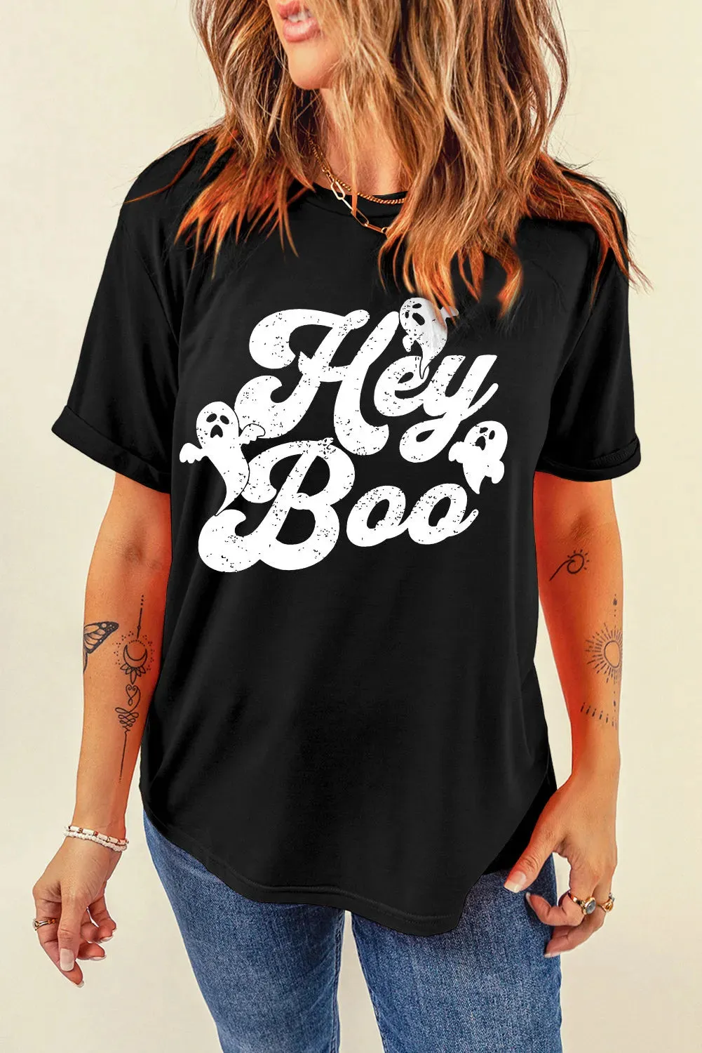 Hey Boo Graphic T-Shirt - Black