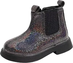 Kids Ankle Boots Boys Girls Stylish Shoes Solid Color Lace Up Side Zipper Combat Boots