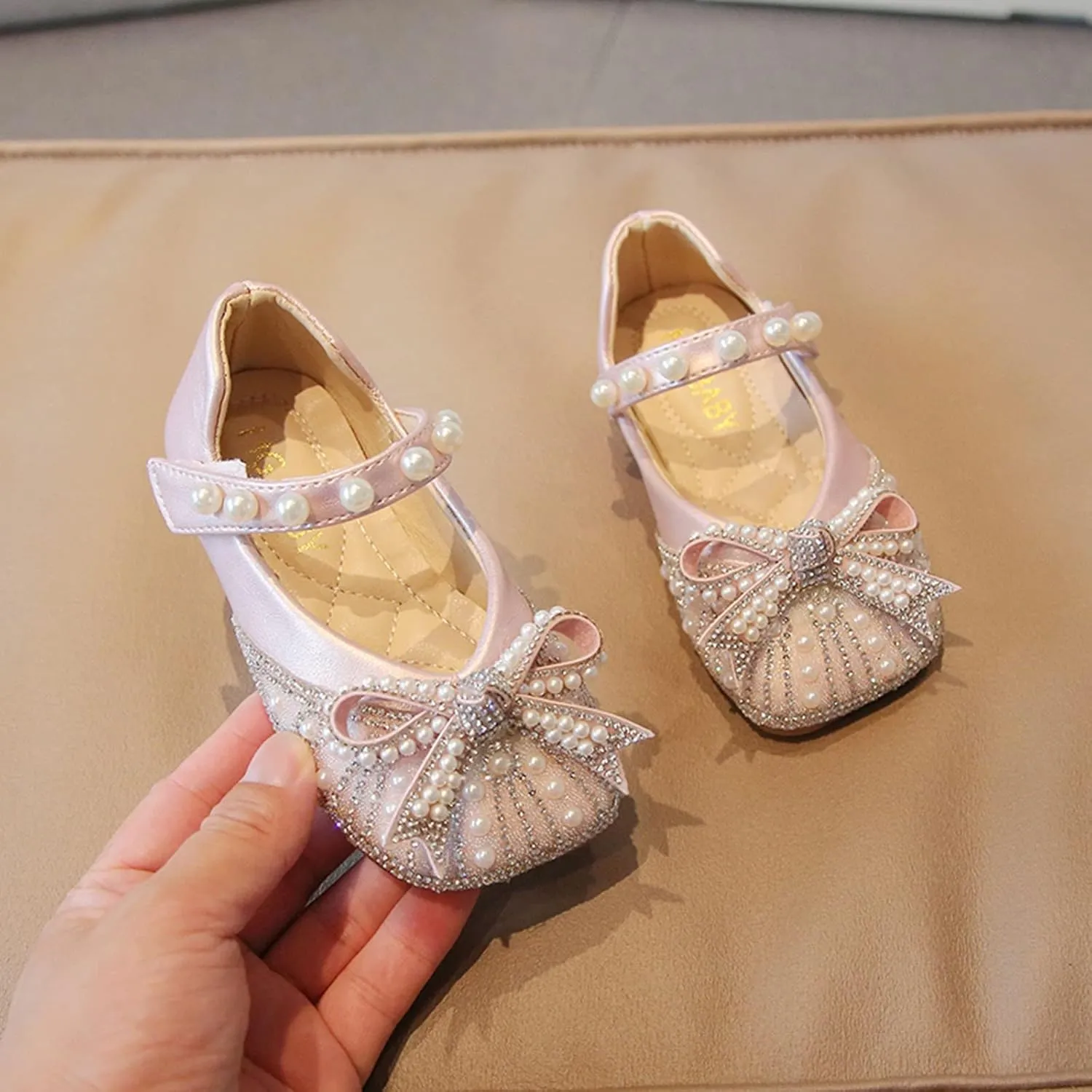 Kids Girls Dress Pumps Glitter Sequins Princess Low Heels Mary Jane Party Dance Shoes Rhinestone Sandals