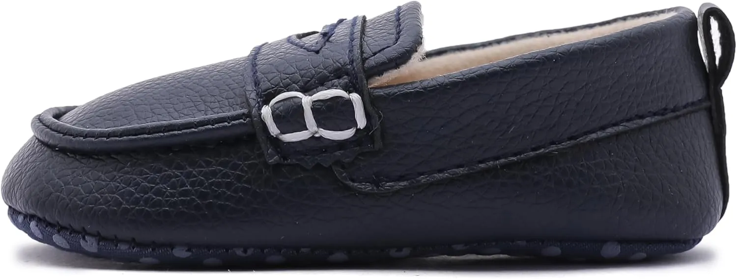 LONSOEN Baby Toddler Boys Girls Loafers Newborn Leather Moccasins Infant First Walking Dress Shoes