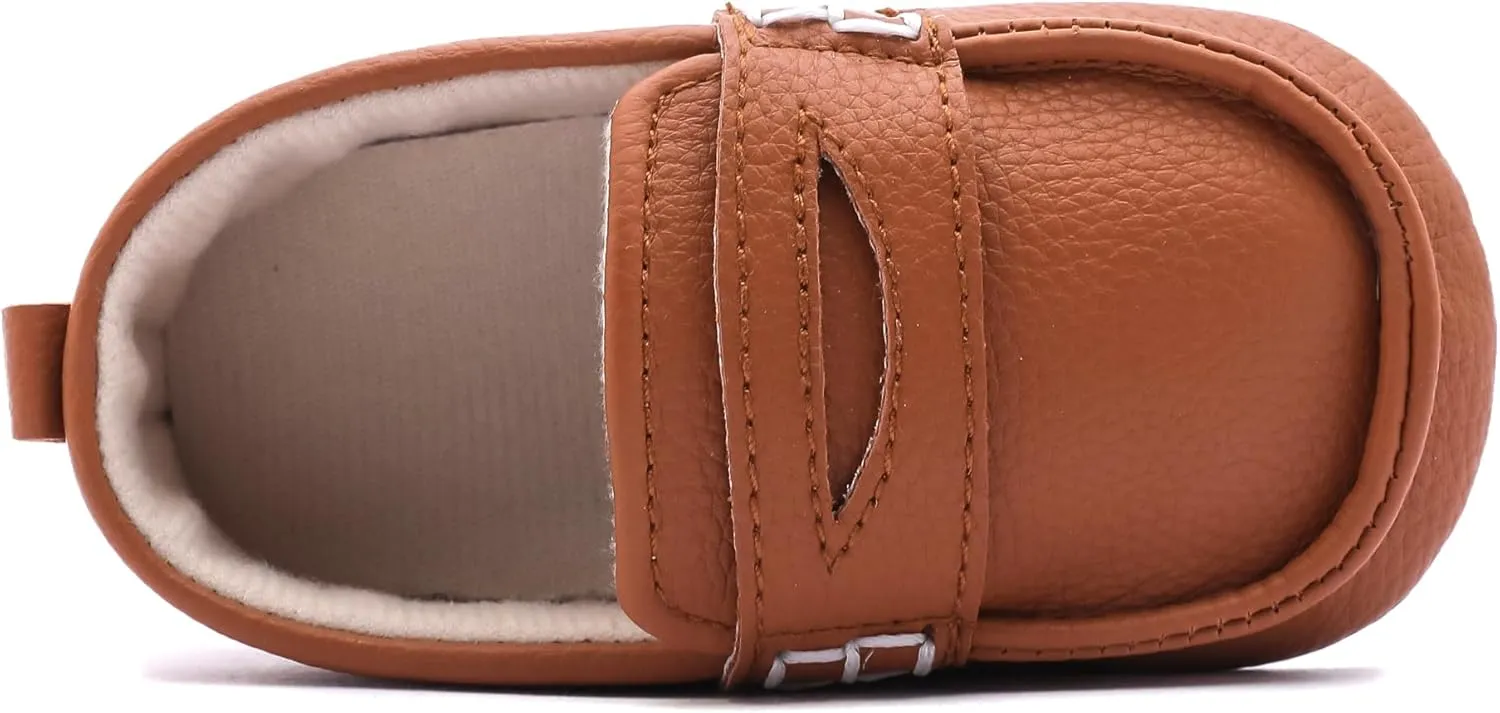 LONSOEN Baby Toddler Boys Girls Loafers Newborn Leather Moccasins Infant First Walking Dress Shoes
