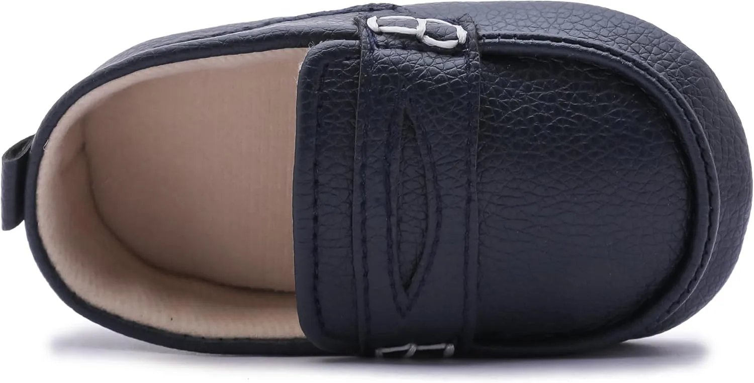 LONSOEN Baby Toddler Boys Girls Loafers Newborn Leather Moccasins Infant First Walking Dress Shoes