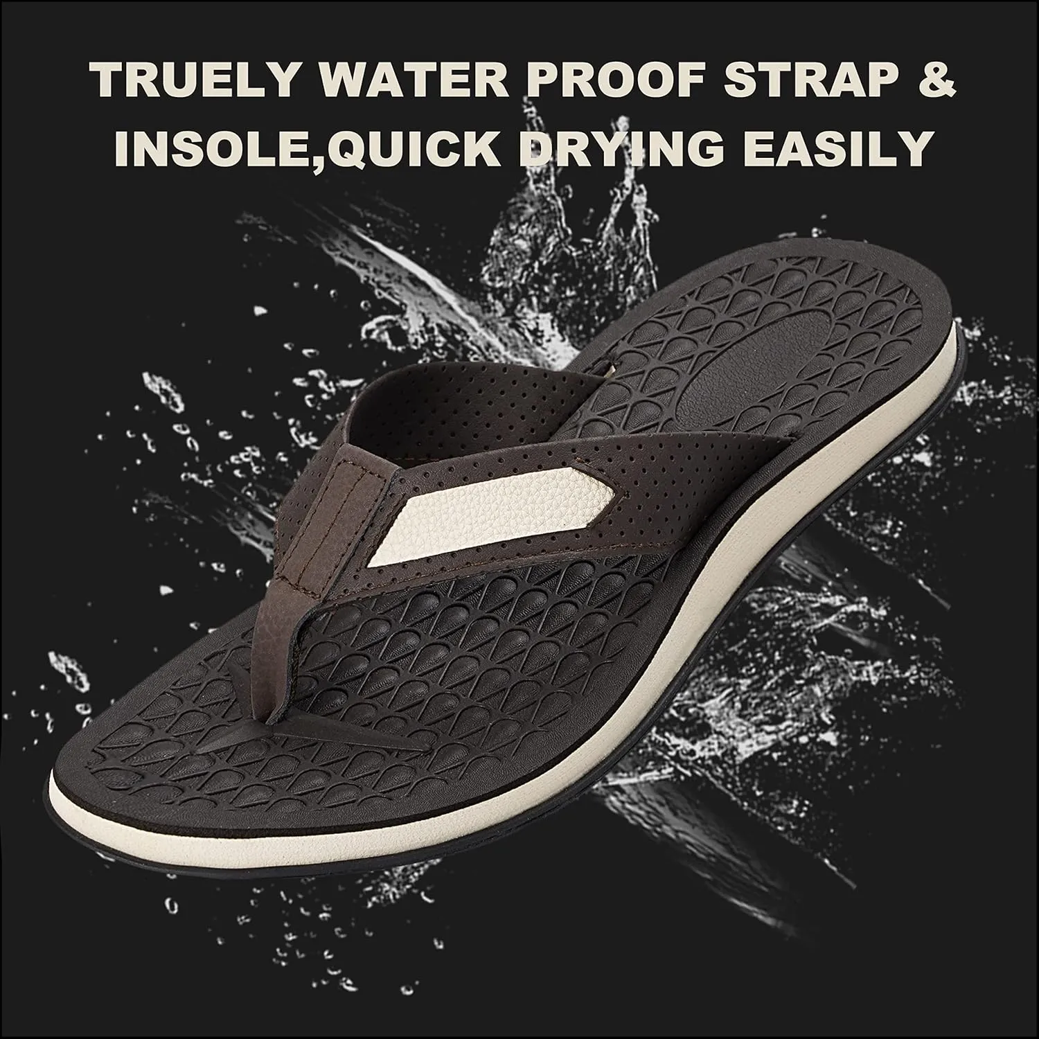 MALIDA Mens Flip Flops Non-Slip Bathroom Shower Shoes Cushion foam Indoor and Outdoor Thong Sandals