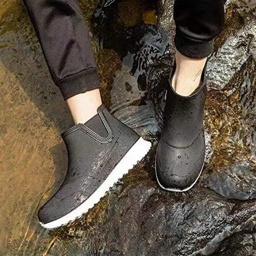 Men's Ankle Rain Boots Waterproof Short Rain Shoes for Garden Work