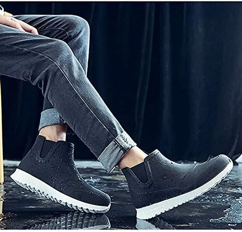 Men's Ankle Rain Boots Waterproof Short Rain Shoes for Garden Work