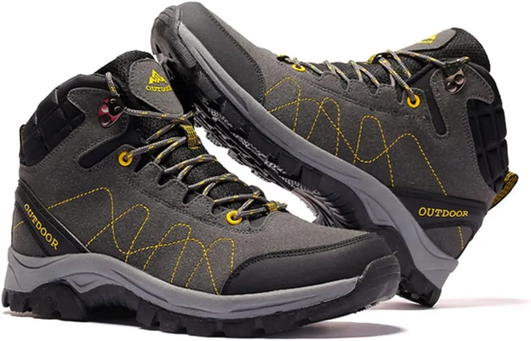 Men's Lace Up Hiking Shoes Waterproof Anti Slip Hiking Boots Outdoor Lightweight Trekking Sneakers Breathable Round Toe Outdoor Sports Shoes