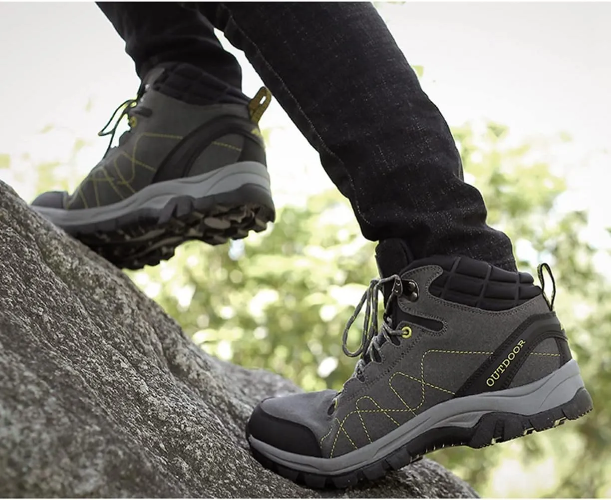 Men's Lace Up Hiking Shoes Waterproof Anti Slip Hiking Boots Outdoor Lightweight Trekking Sneakers Breathable Round Toe Outdoor Sports Shoes