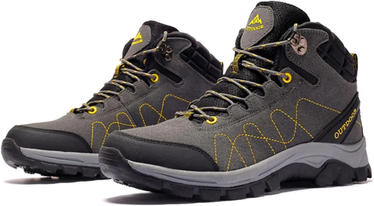 Men's Lace Up Hiking Shoes Waterproof Anti Slip Hiking Boots Outdoor Lightweight Trekking Sneakers Breathable Round Toe Outdoor Sports Shoes