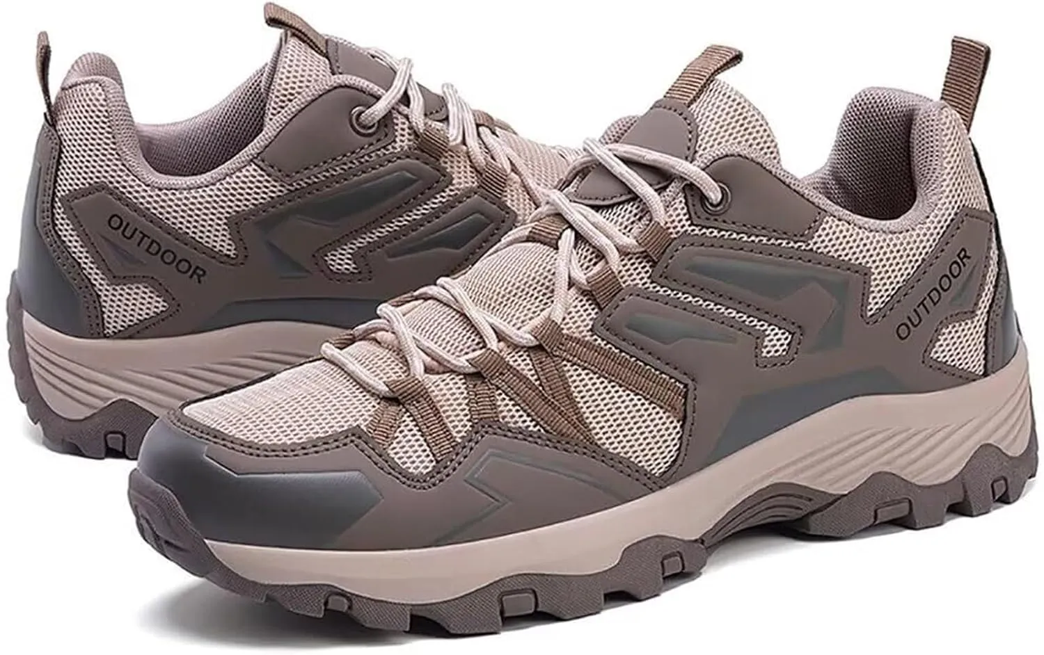 Men's Mesh Lace Up Hiking Shoes Trekking Trails Shoes Lightweight Breathable Outdoor Sports Shoes Walking Work Running Shoes for Men
