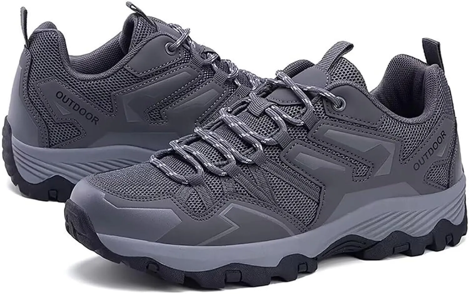 Men's Mesh Lace Up Hiking Shoes Trekking Trails Shoes Lightweight Breathable Outdoor Sports Shoes Walking Work Running Shoes for Men